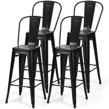 FastFurnishings Set of 4 Black 30" Height High Back Metal Industrial Bar Stools