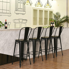 FastFurnishings Set of 4 Black 30" Height High Back Metal Industrial Bar Stools