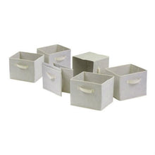 FastFurnishings Set of 6 Foldable Fabric Storage Baskets in Beige