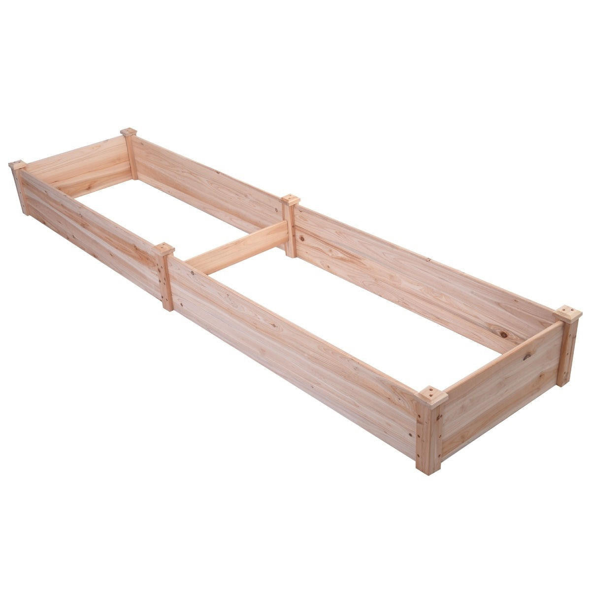 FastFurnishings Solid Cedar Wood 8 ft x 2 ft Raised Garden Bed Planter