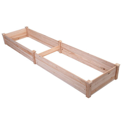 FastFurnishings Solid Cedar Wood 8 ft x 2 ft Raised Garden Bed Planter