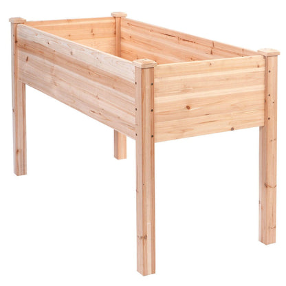 FastFurnishings Solid Wood Cedar 30-inch High Raised Garden Bed Planter Box
