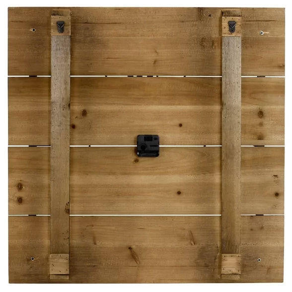FastFurnishings Square 27.5-inch Wood and Metal Wall Clock Industrial Style