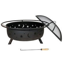 FastFurnishings Steel Wood Burning Fire Pit with Spark Screen