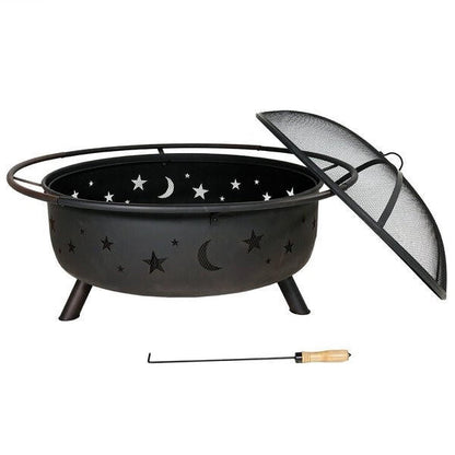 FastFurnishings Steel Wood Burning Fire Pit with Spark Screen