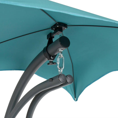FastFurnishings Teal Single Person Sturdy Modern Chaise Lounger Hammock Chair Porch Swing