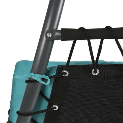 FastFurnishings Teal Single Person Sturdy Modern Chaise Lounger Hammock Chair Porch Swing