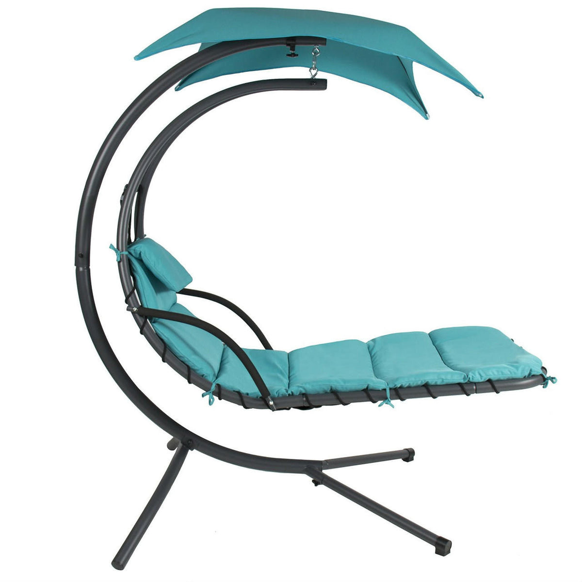 FastFurnishings Teal Single Person Sturdy Modern Chaise Lounger Hammock Chair Porch Swing