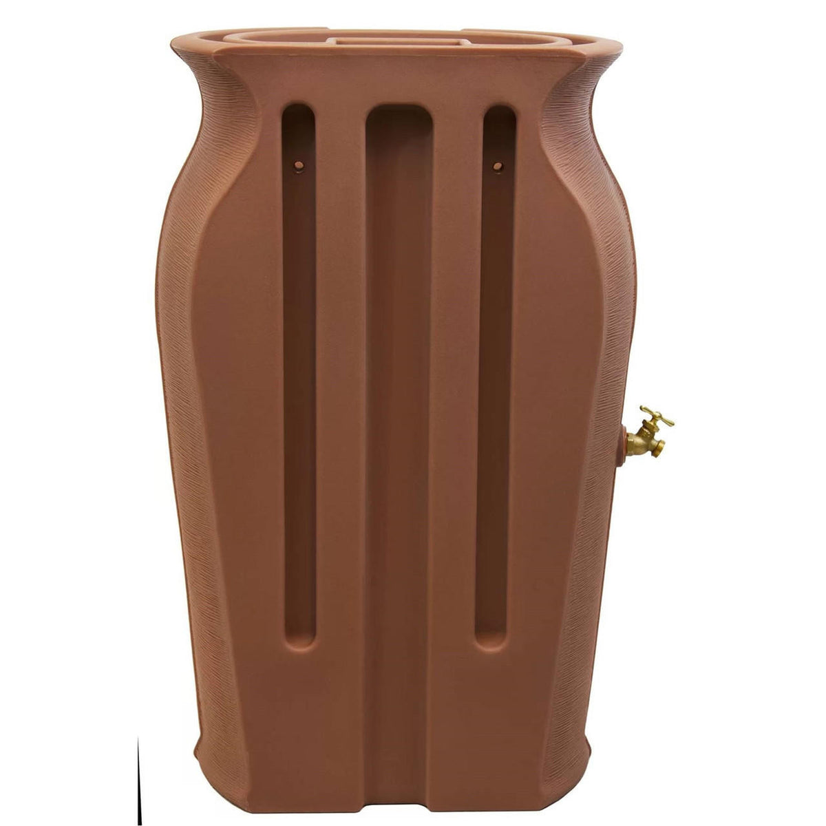 FastFurnishings Terra Cotta 50-Gallon Plastic Urn Rain Barrel with Planter Top