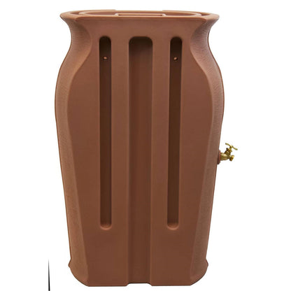 FastFurnishings Terra Cotta 50-Gallon Plastic Urn Rain Barrel with Planter Top