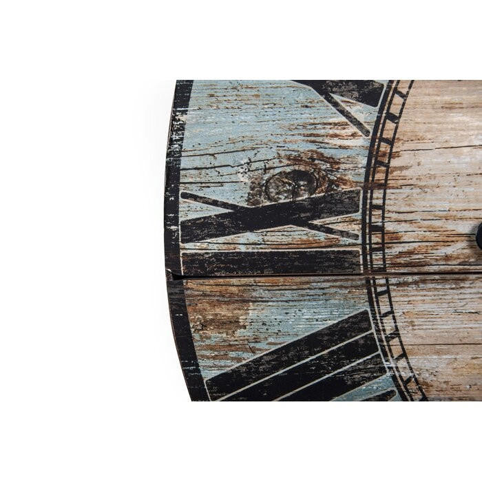 FastFurnishings Turquoise Oversized Distressed Paris Wood Wall Clock