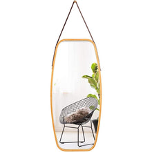 FastFurnishings Wall Hanging Bedroom Bathroom Rectangular Mirror with Bamboo Frame 39 x 18 inch
