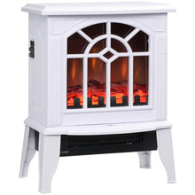 FastFurnishings White Electric Fireplace Heater with Realistic Log Flame LED