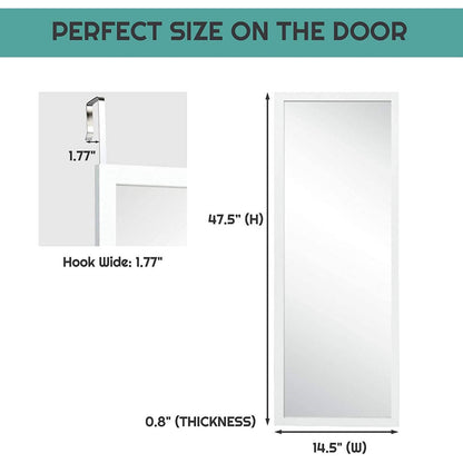 FastFurnishings White Full Length Bedroom Mirror with Over the Door or Wall Mounted Design