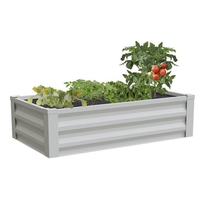 FastFurnishings White Powder Coated Metal Raised Garden Bed Planter Made In USA
