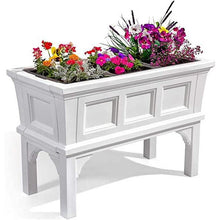 FastFurnishings White Rectangular Raised Garden Bed Planter Box with Removeable Trays
