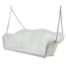 FastFurnishings White Resin Wicker Porch Swing with 4-ft Hanging Chain