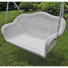 FastFurnishings White Resin Wicker Porch Swing with 4-ft Hanging Chain