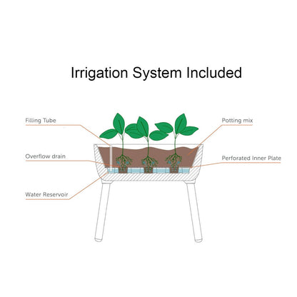 FastFurnishings White Scandinavian Elevated Raised Smart Drainage Planter Bed
