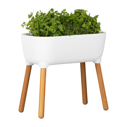 FastFurnishings White Scandinavian Elevated Raised Smart Drainage Planter Bed