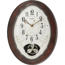 FastFurnishings Wood Frame Pendulum Wall Clock - Plays Melodies on the Hour