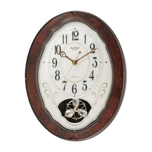 FastFurnishings Wood Frame Pendulum Wall Clock - Plays Melodies on the Hour