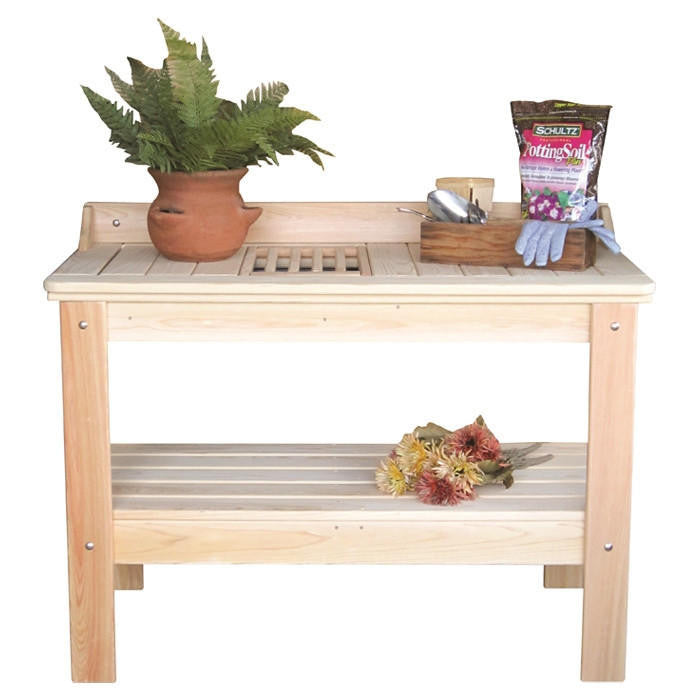 FastFurnishings Wooden Potting Bench Garden Table  - Made in USA