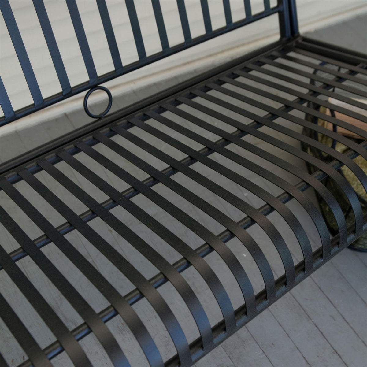 FastFurnishings Wrought Iron Outdoor Patio 4-Ft Porch Swing in Black