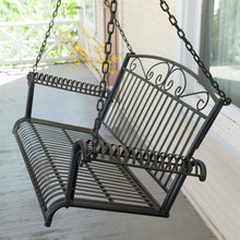 FastFurnishings Wrought Iron Outdoor Patio 4-Ft Porch Swing in Black