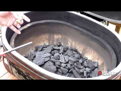Primo manufacturer guide to lighting lump charcoal and setting up low-and-slow cooking