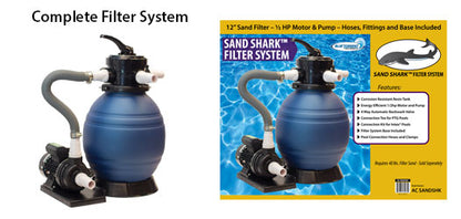 Sand Shark Aboveground Sand Filter System 12" Filter with 1/2HP Pump