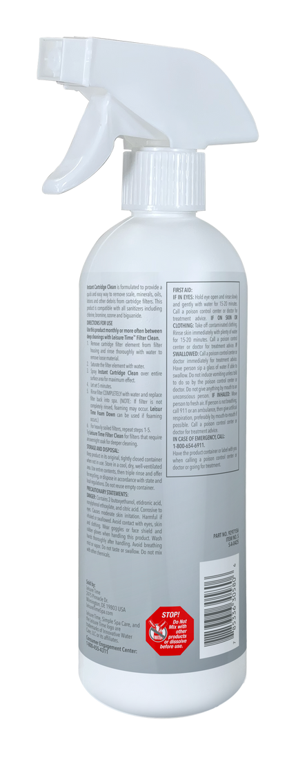 Leisure Time Instant Cartridge Clean Pint — manufacturer back label