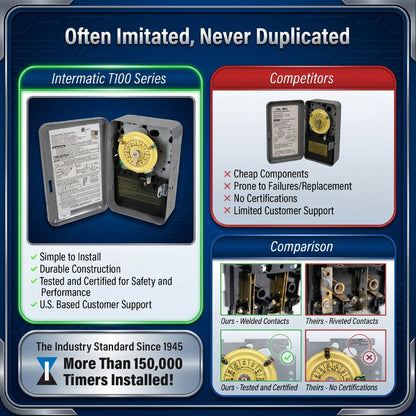 Intermatic 208-277V Timer DPST - 40 Amps — manufacturer T100 feature