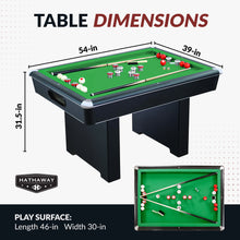 Renegade 54-In Slate Bumper Pool Table for Family Game Rooms with Green Felt, 48-In Cues, Balls, Brush and Chalk — manufacturer dimensions or detail view