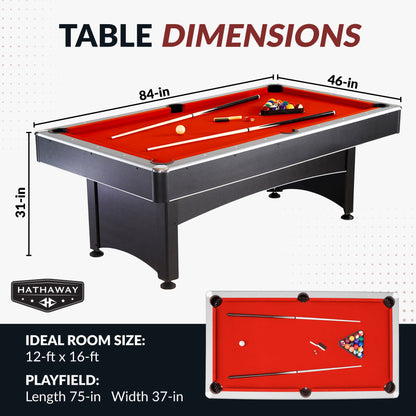 Maverick 7 Foot Pool Table with Table Tennis — manufacturer dimensions or detail view