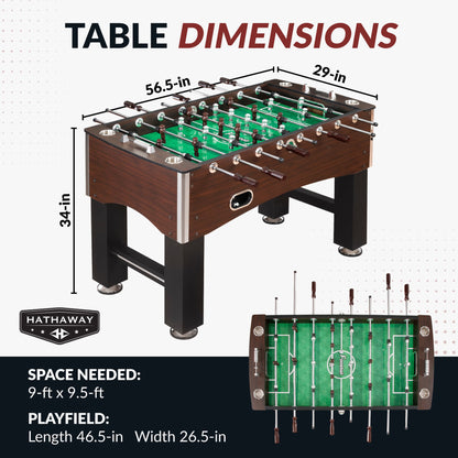 Primo 56" Foosball Table — manufacturer dimensions or detail view