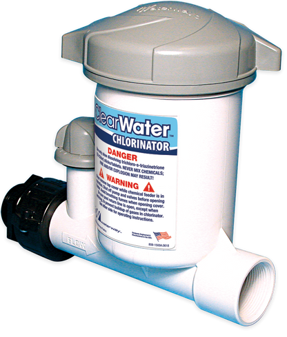 Waterway CAG004-W four-tablet above-ground chlorinator and connection fittings