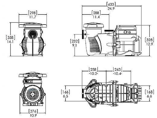 Pentair IntelliFlo VS+SVRS pump dimensional drawing