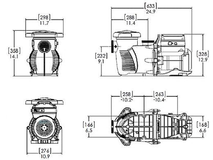 Pentair IntelliFlo VS+SVRS pump dimensional drawing