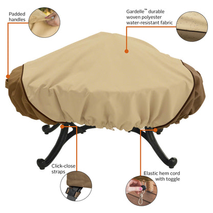 Veranda cover handles, fabric and cord features