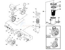 Aqua-Flo Flo-Master FMCP center-discharge pump exploded assembly; FMCP and FMHP alternatives identified
