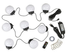 Patio Living Concepts eight-globe LED string, controller, clips and power supply