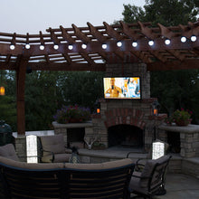 Patio Living Concepts twelve-globe LED light string installed on an outdoor pergola