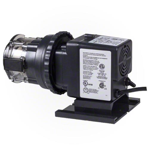 Stenner Classic 45M5 injection pump rear motor and specification-label view