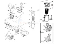 Aqua-Flo Flo-Master FMHP side-discharge pump exploded assembly; FMCP and FMHP alternatives identified
