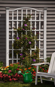 Vita Grande white vinyl trellis in garden