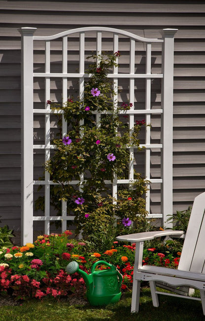 Vita Grande white vinyl trellis in garden