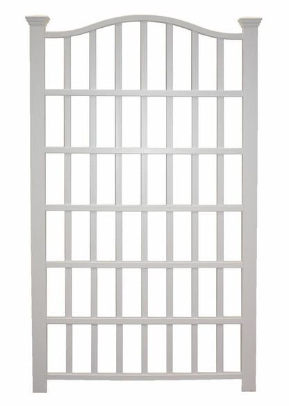 Vita Grande white vinyl arch-top trellis isolated view