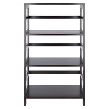 Wide 3-Shelf Modern Shelving Unit in Espresso Wood Finish - front view