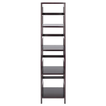 Narrow 4-Shelf Contemporary Shelving Unit in Espresso Wood Finish - front view